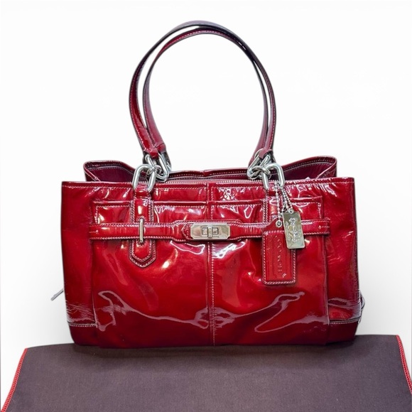 Coach Handbags - Vintage Y2K Coach Chelsea Jayden Burgundy Patent Leather Tote Handbag Satchel